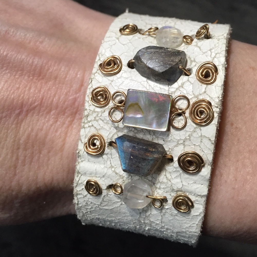 Rachel Abroms Crackle White Leather Bracelet