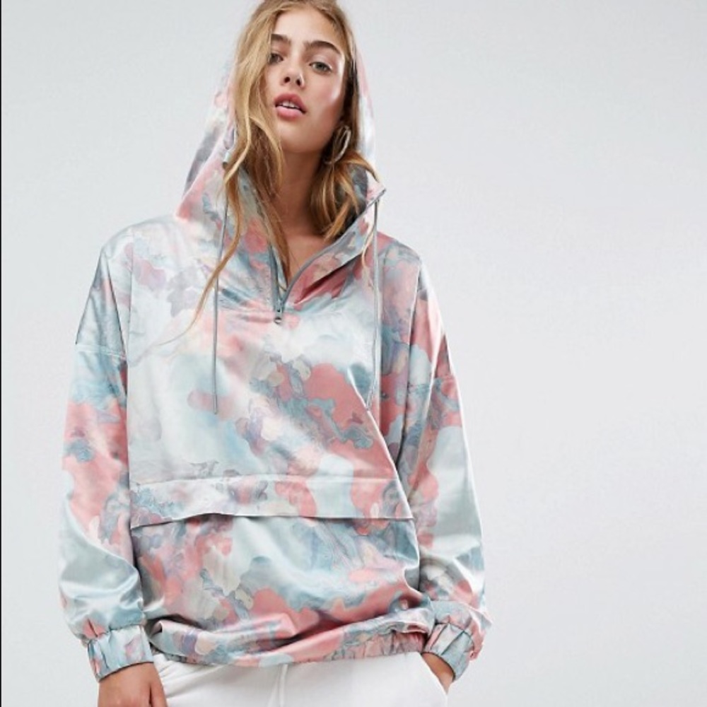 NWT Adidas Original Pastel Camo Satin Hoodie