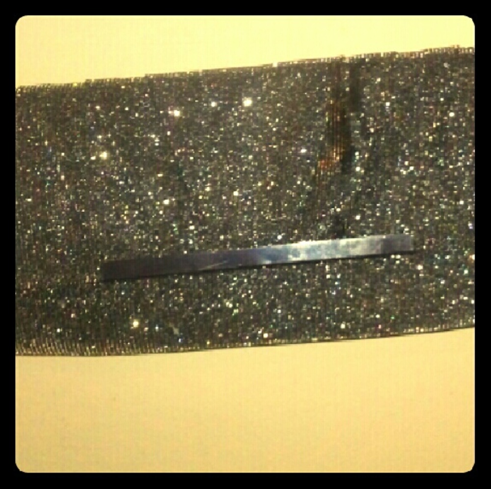 Black glittery clutch.