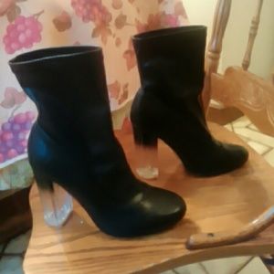 Clear heel sock boot black sz 9
