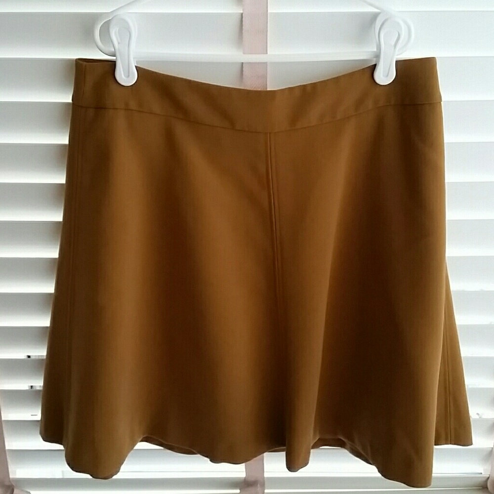 Camel colored A-line Loft skirt