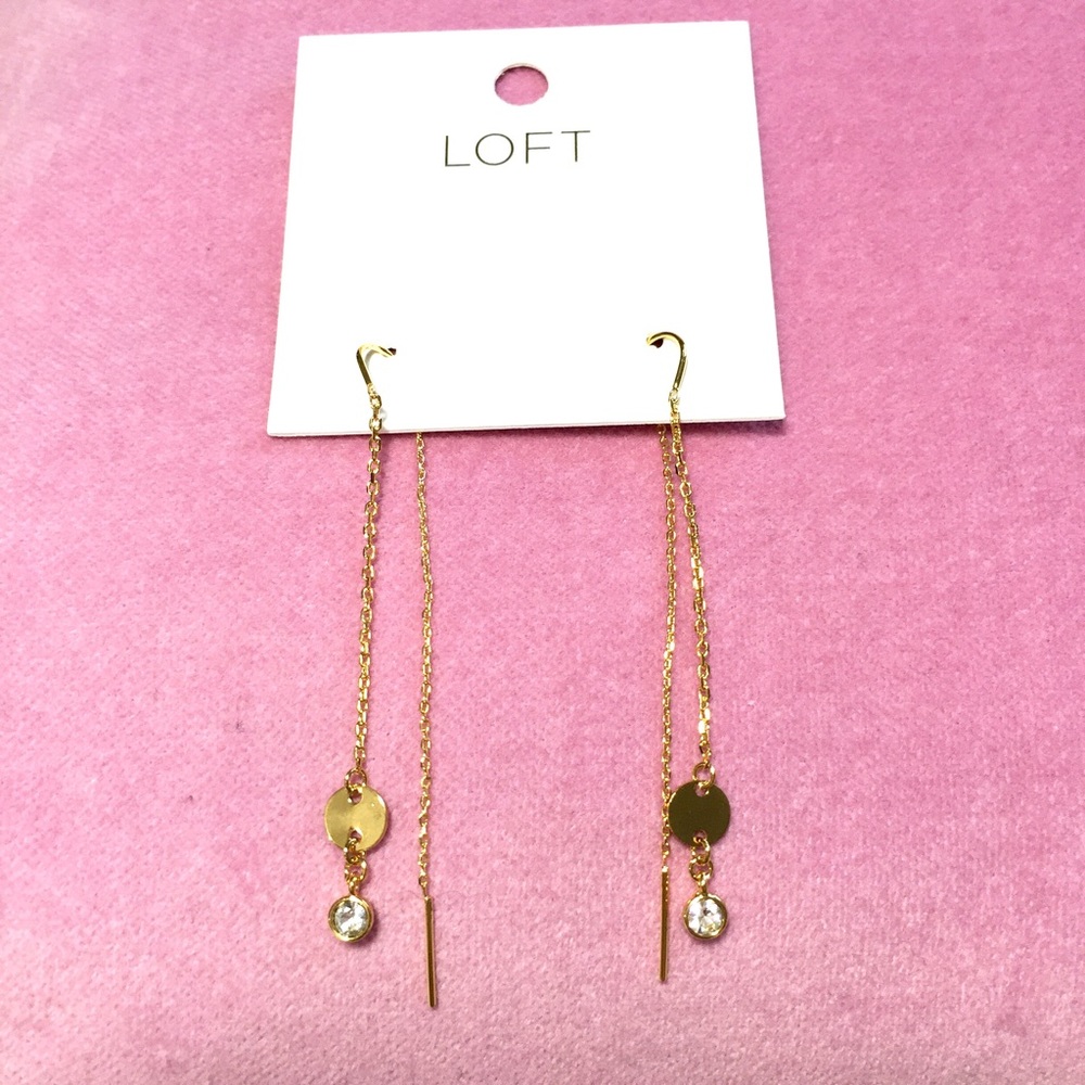 NWT Loft Rhinestone Threader Earrings