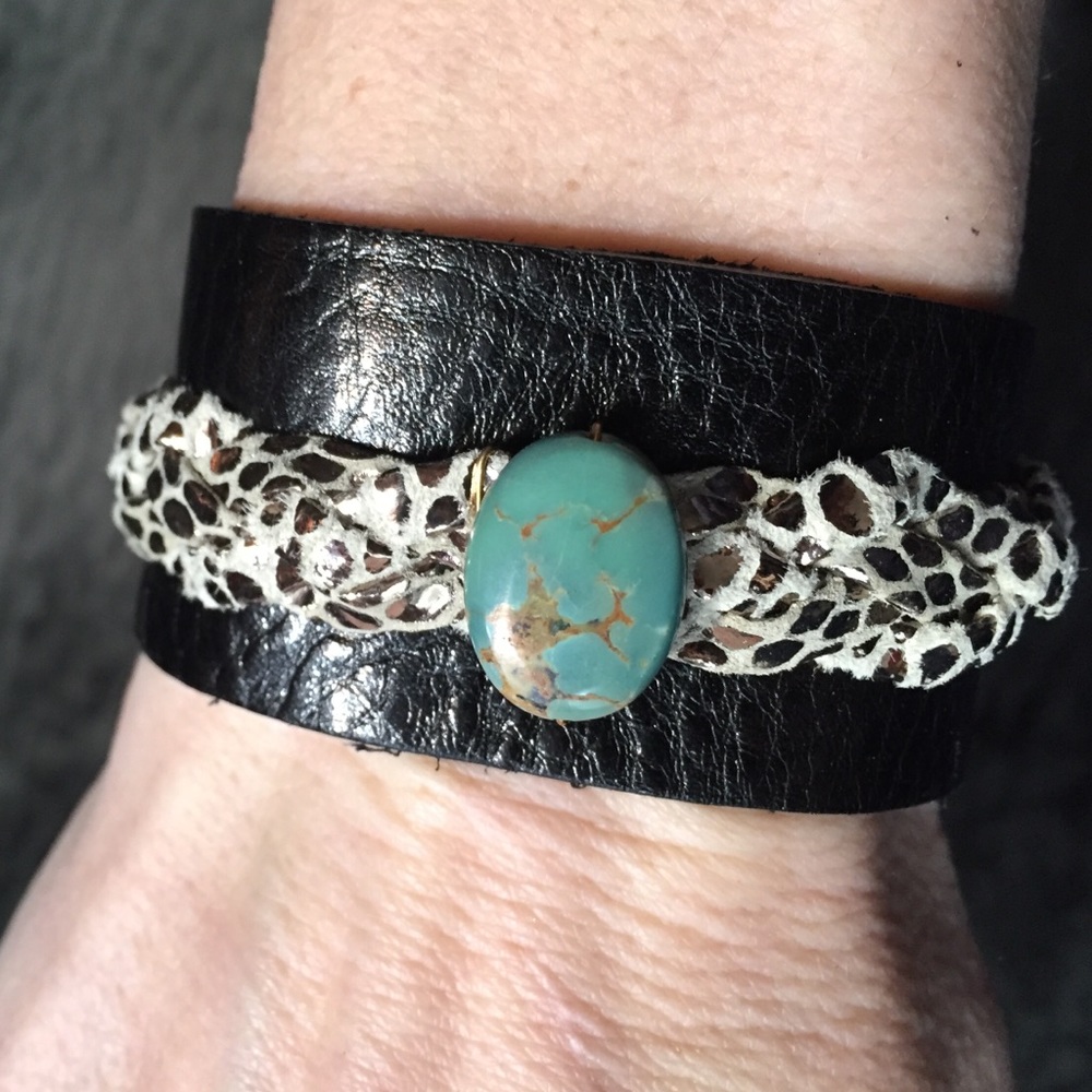 Rachel Abroms Black Braided Leather Bracelet