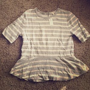 White and Grey Gap Peplum Top