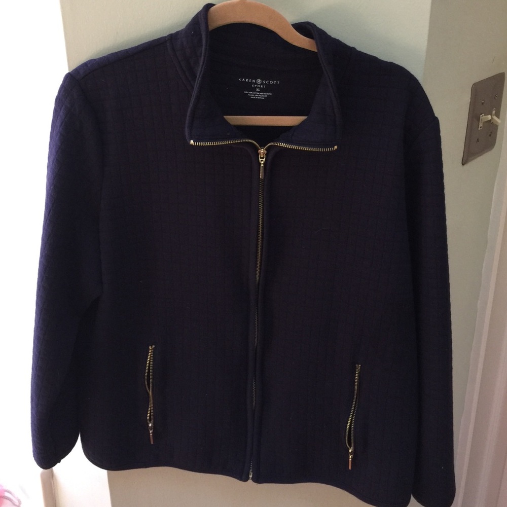 Navy blue casual sport jacket.