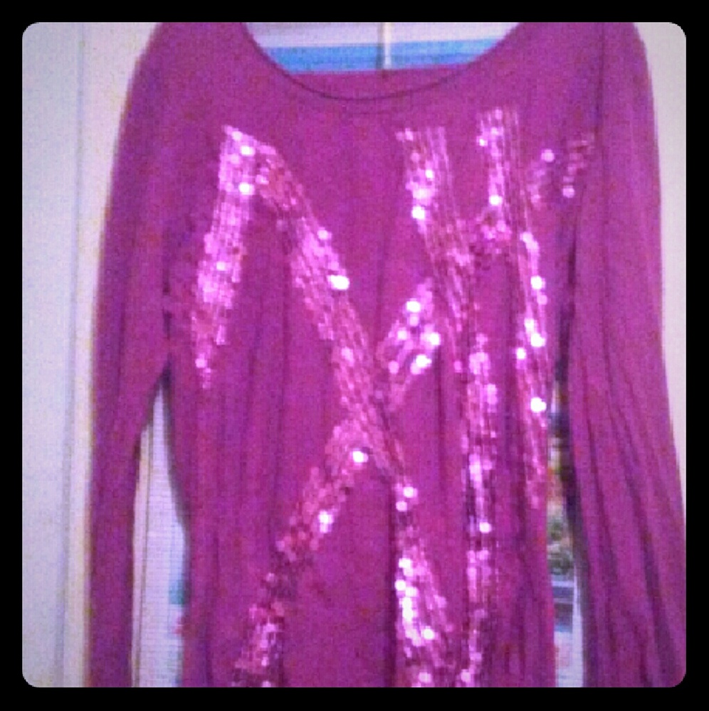 Purple and sequins long sleeve blouse.