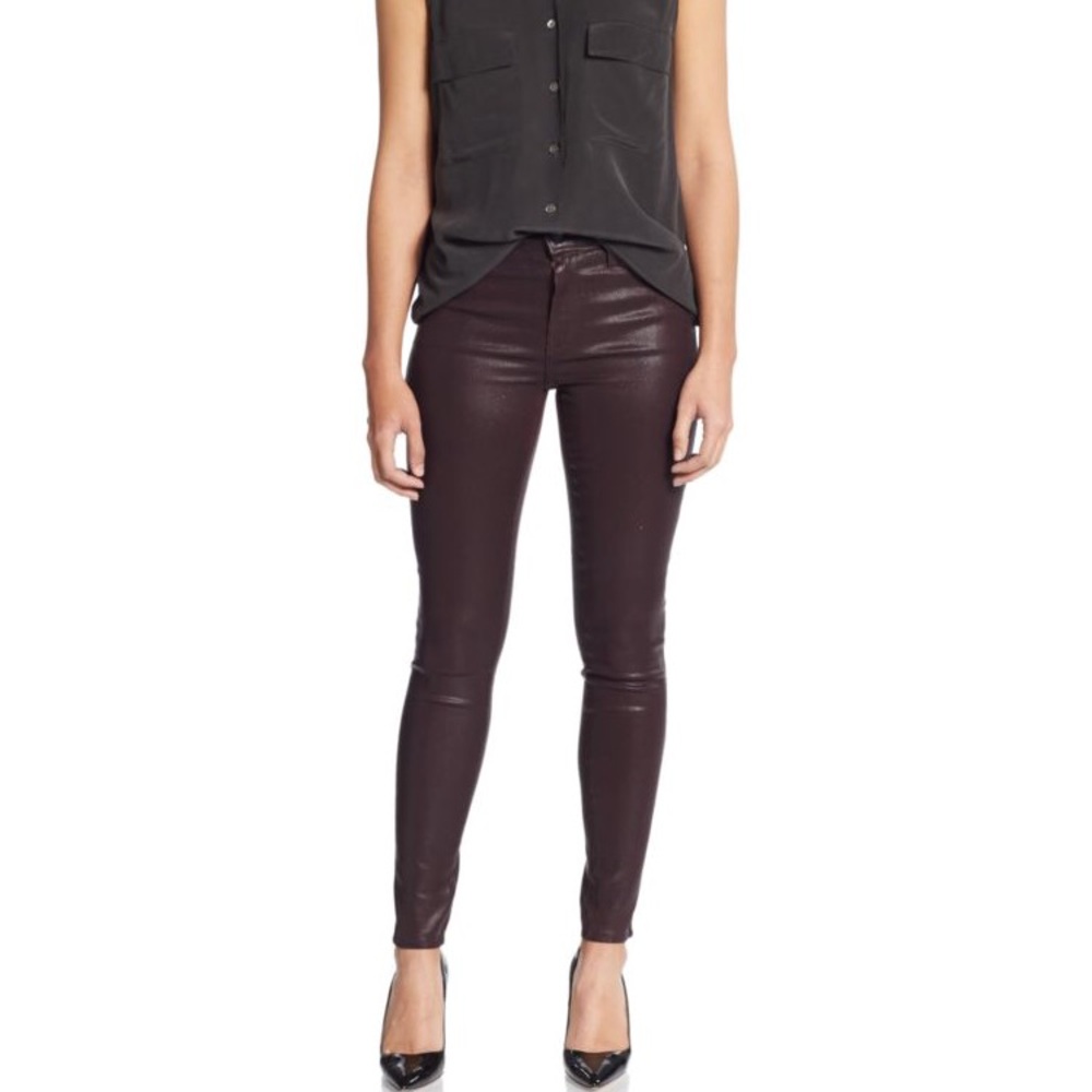 J Brand Maria Coated High Rise Skinny Jeans