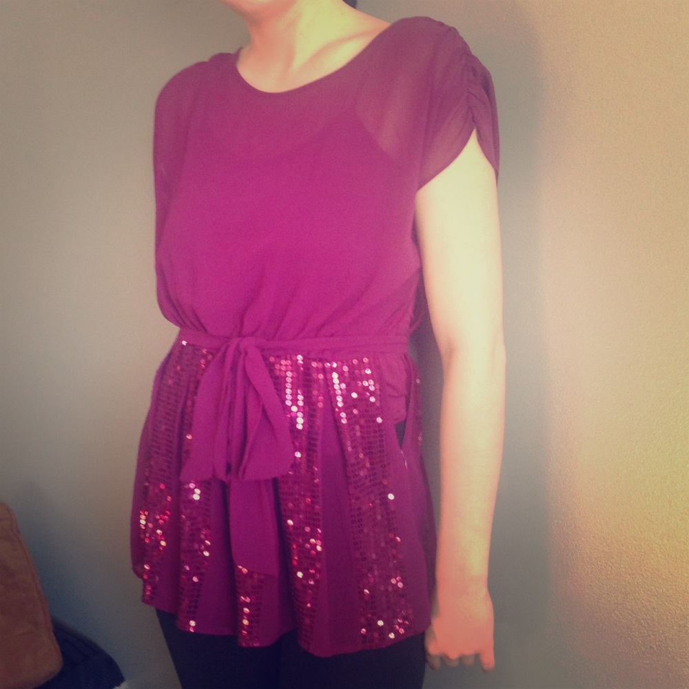 Purple sequined babydoll top