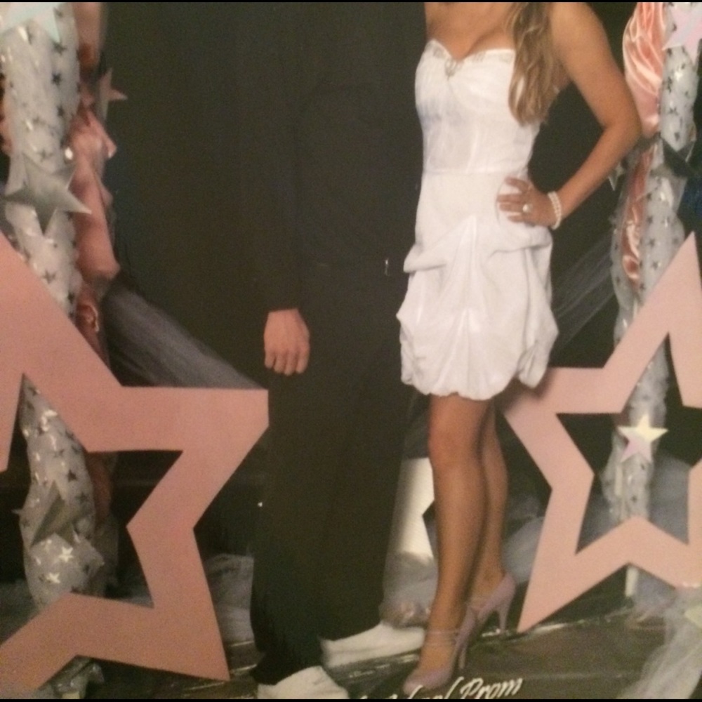 Roberta White taffeta short prom dress size 9/10