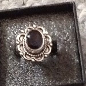 92.5 stamped Sterling Silver and amethyst ring