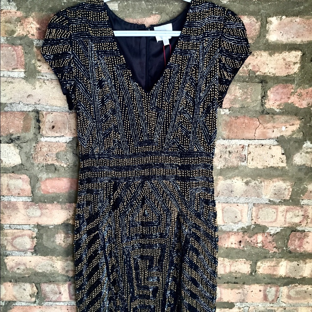 Black & gold Beaded Parker Dress