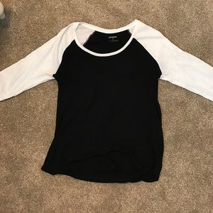 Express Black and White Baseball Tee