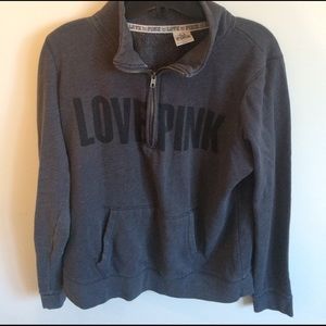 PINK slouchy quarter zip up with front pocket