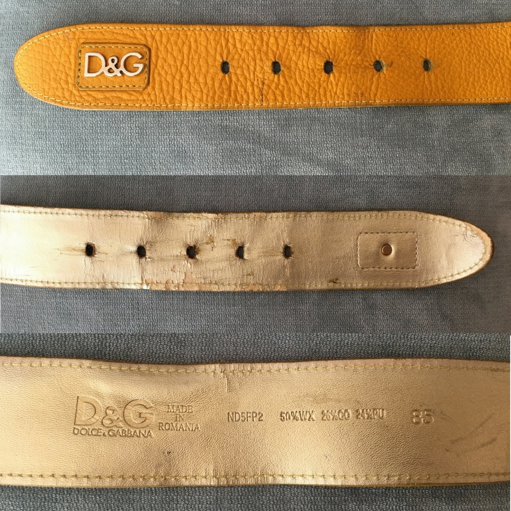‼️SOLD‼️D&G Leather Gold Belt-Size 34" - Picture 3 of 3