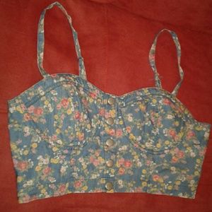 Urban Outfitters Floral Bralette Denim super sexy