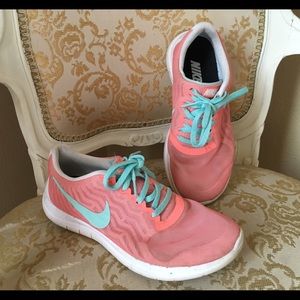 NikeID salmon and mint athletic shoes