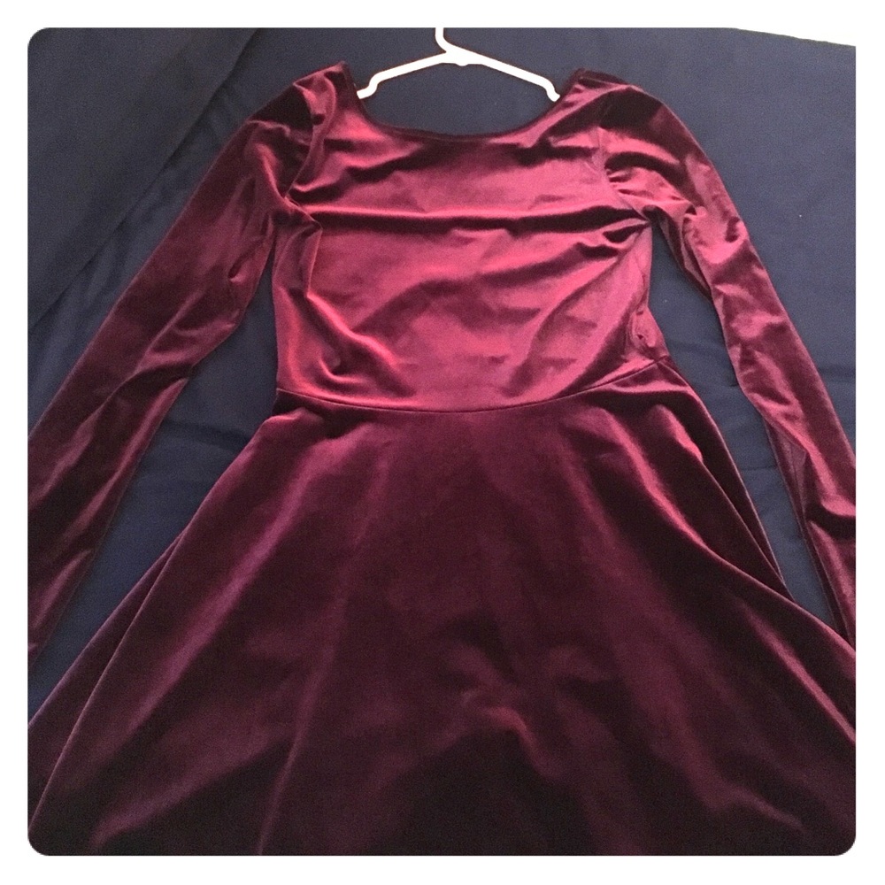 Bethany Mota Maroon Velvet Dress