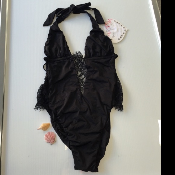 Beach Bunny Swim Beach Bunny Black Lace One Piece Bikini Medium New