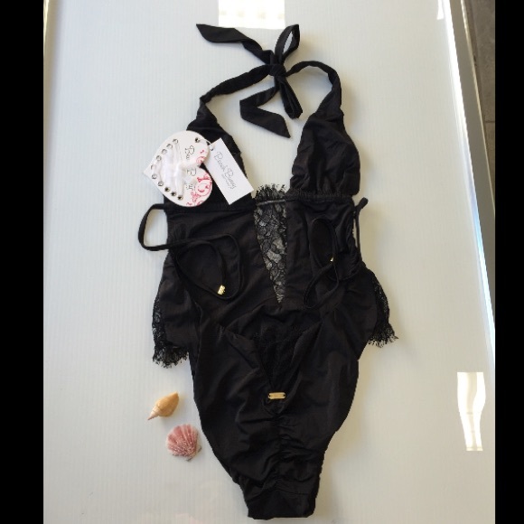 Beach Bunny Swim Beach Bunny Black Lace One Piece Bikini Medium New