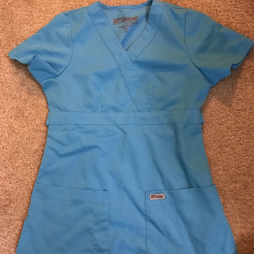 Greys anatomy blue scrub top