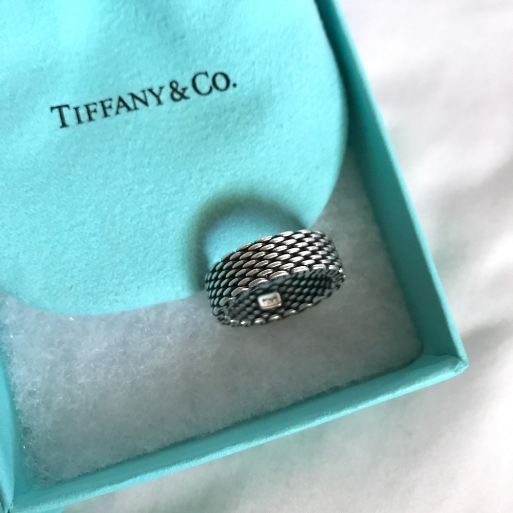 Auth Tiffany & Co Somerset Oxidized Mesh Ring