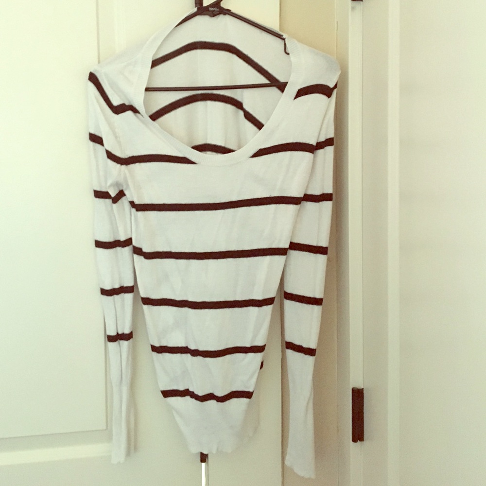 Black and white scoop neck sweater