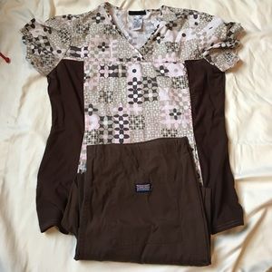 Women brown Cherokee scrub set