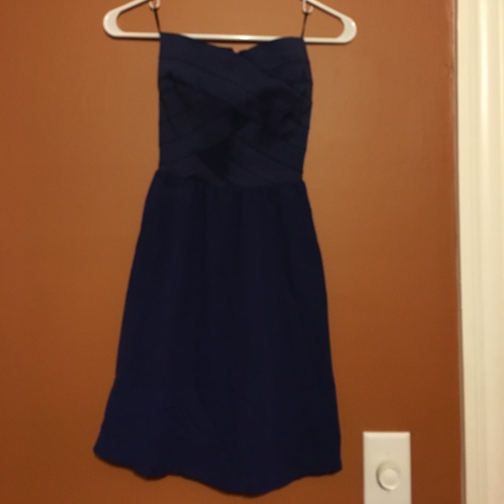Navy strapless dress