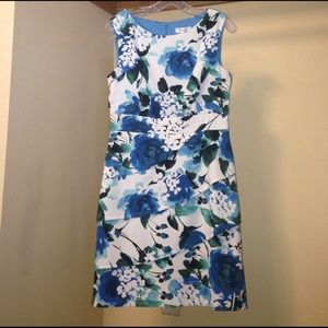 {Dressbarn} blue, green, and white flowered dress