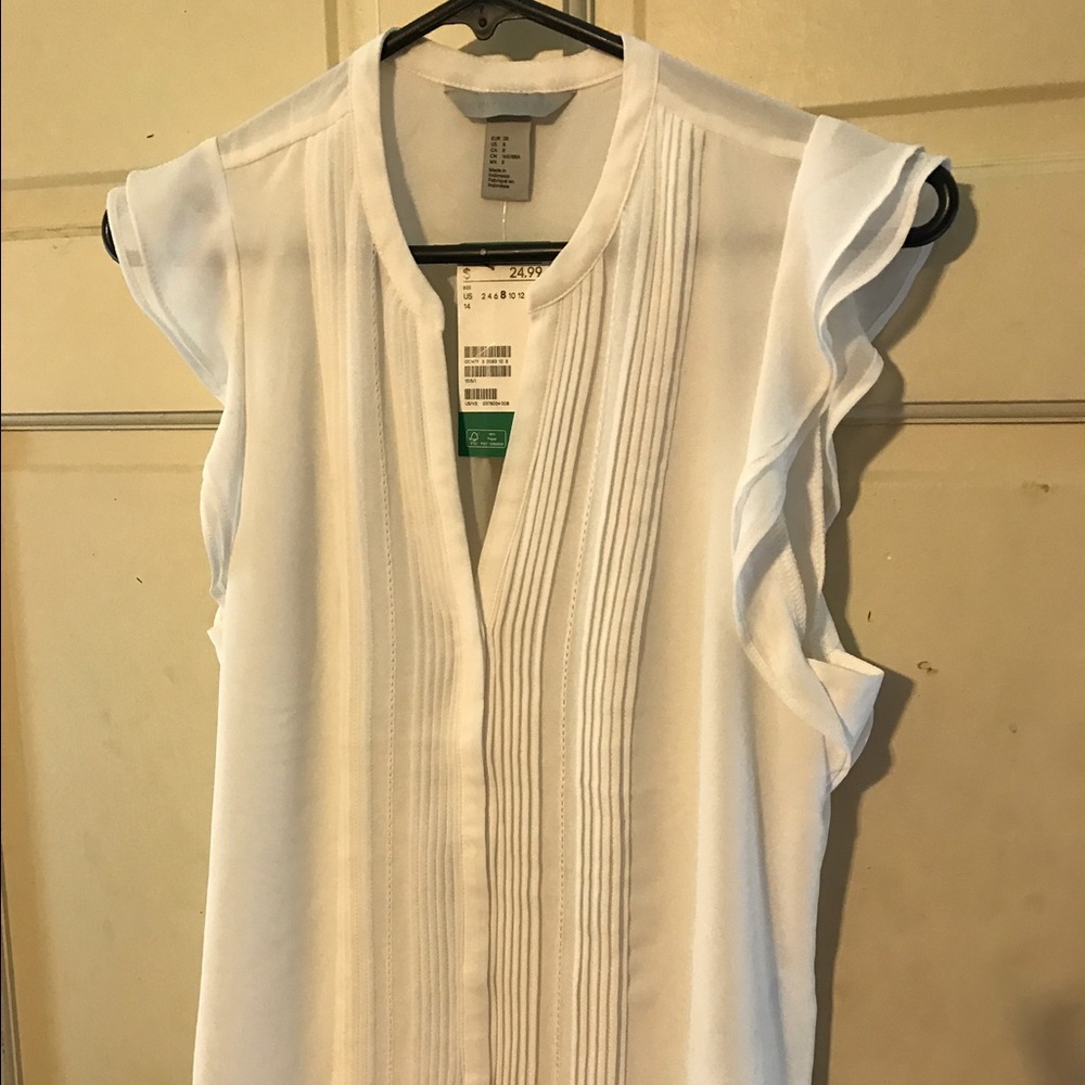 H&M conscious woman's blouse size 8 sheer white