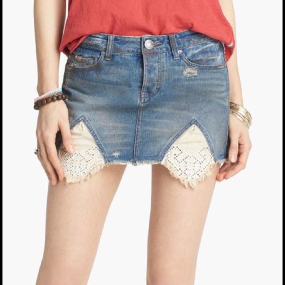Free People Handkerchief Denim Skirt.