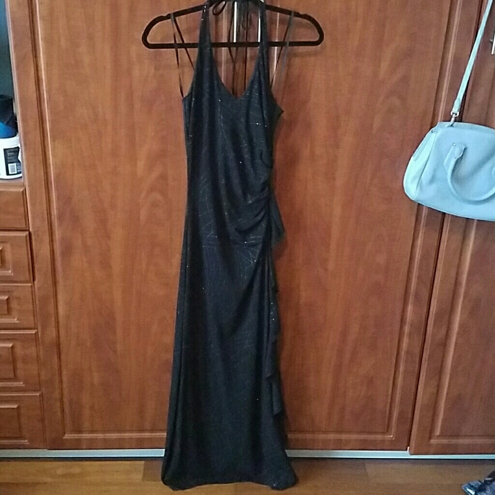 A Foriori Black Formal Gown with Shimmery Accents