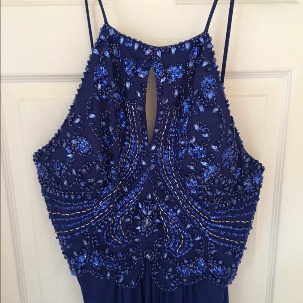 Blondie Nites Royal Blue Halter Neck Gown