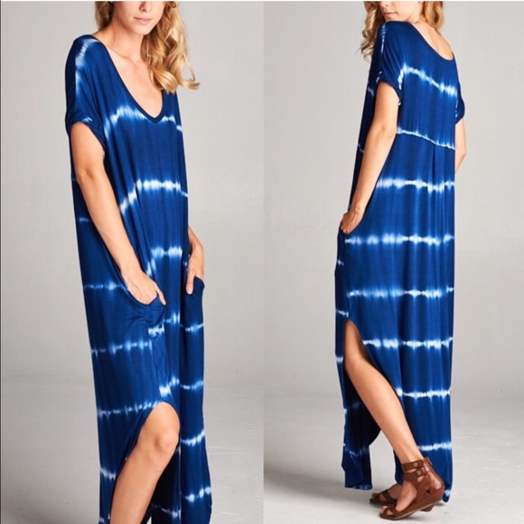 🆕KANA tie dye boho chic dress -R.BLUE - Picture 2 of 3