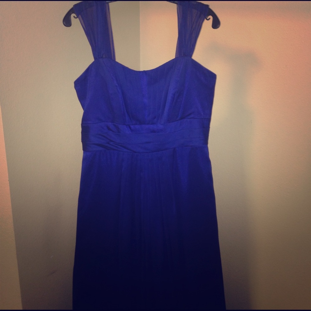 Long elegant blue evening dress