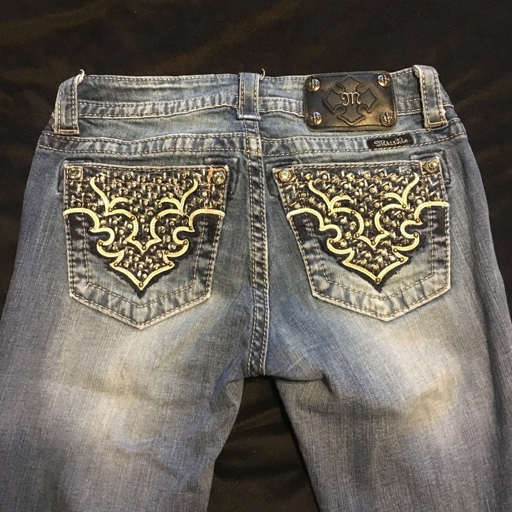 Boot cut miss me gold stitching