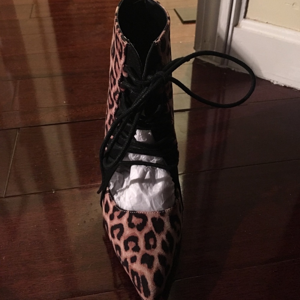 Lace up leopard heels