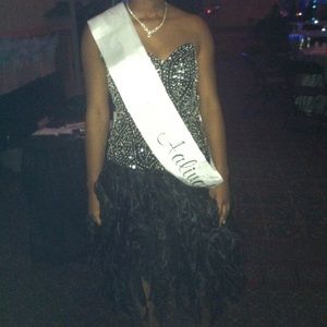 Black and silver sequined dress