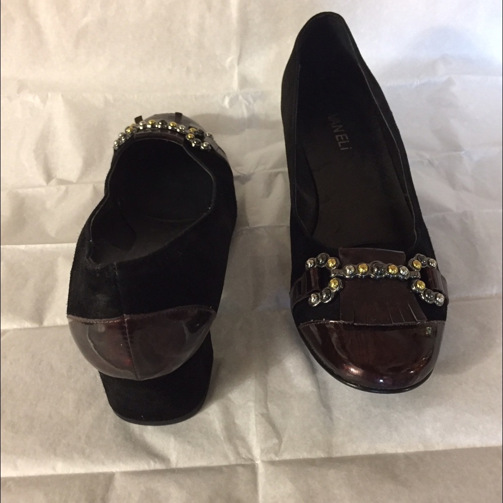 Vaneli burgundy leather and black suede shoe-ST