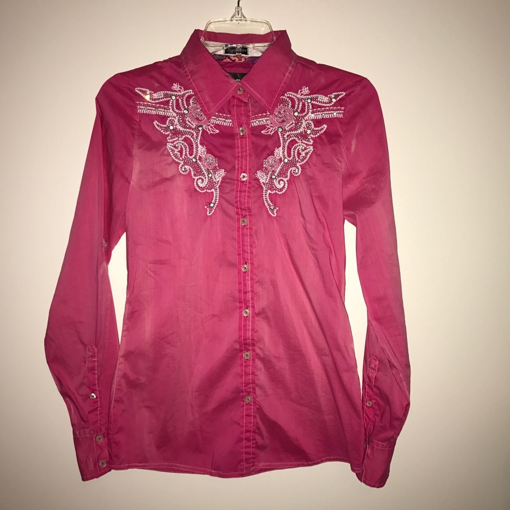 Pink button down show shirt