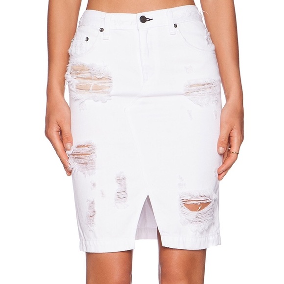 Rag & Bone Denim Skirt in shredded white - Picture 3 of 4