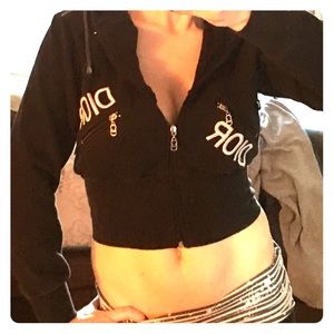 Christian Dior crop hoodie black