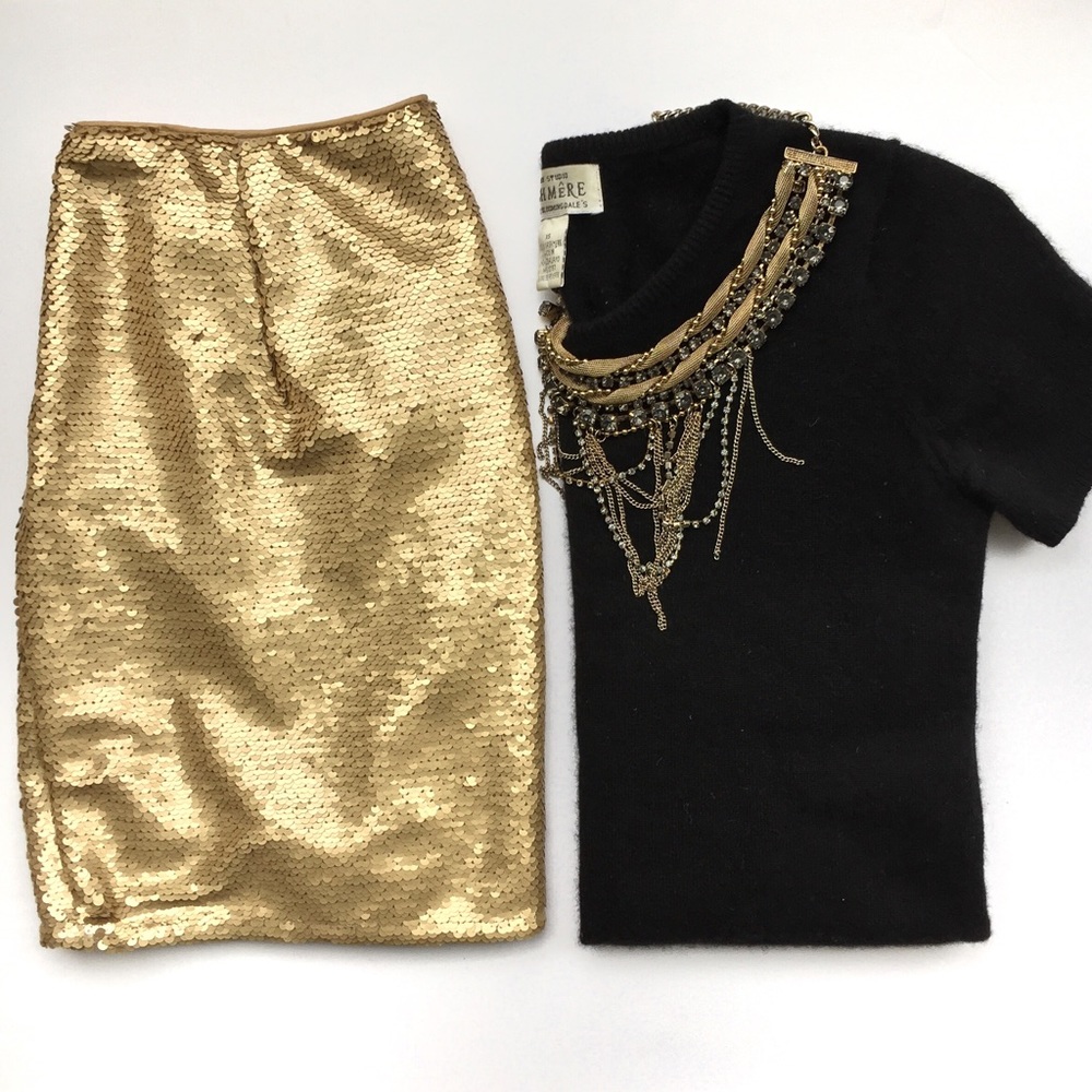 Gold Sequin Mini Skirt