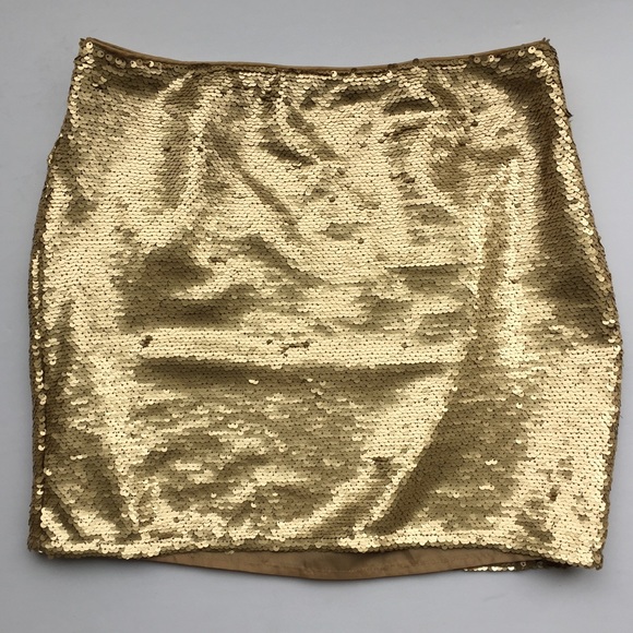 Gold Sequin Mini Skirt - Picture 2 of 6