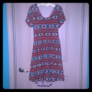 Aztec Print A-line Cut Out Back Dress