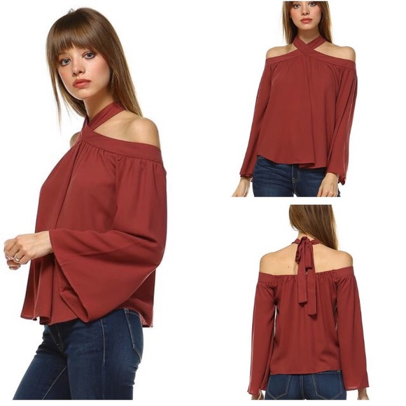 Mauve Tie Neck Top - Picture 1 of 1