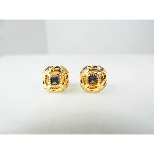 JUDITH JACK SS Gold Plated & Marcasite Stud Earrin