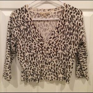 Animal Print Cropped Cardigan