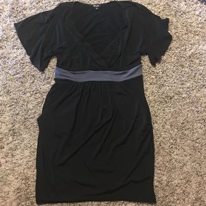 Gray and black knee length dress