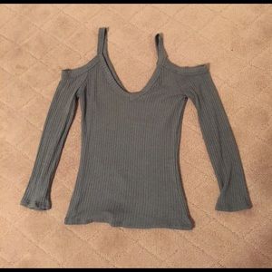 Green Cold shoulder Sweater!